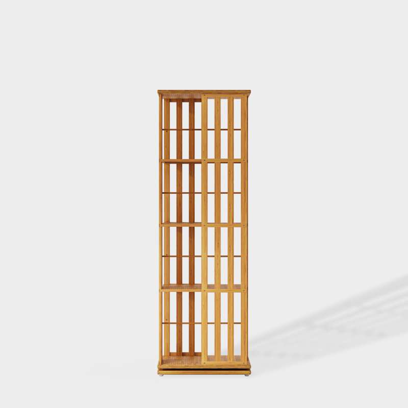 Rotating Bookshelf Tower, 4 Tier 360° Spinning Bookcase Bamboo Floor Standing Storage Rack, Narrow Book Shelf Organizer For Kids & Adults, Small Space Bookshelf