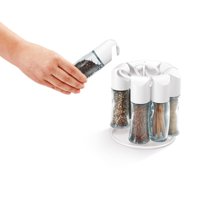 Spice Jar & Rack Set, White