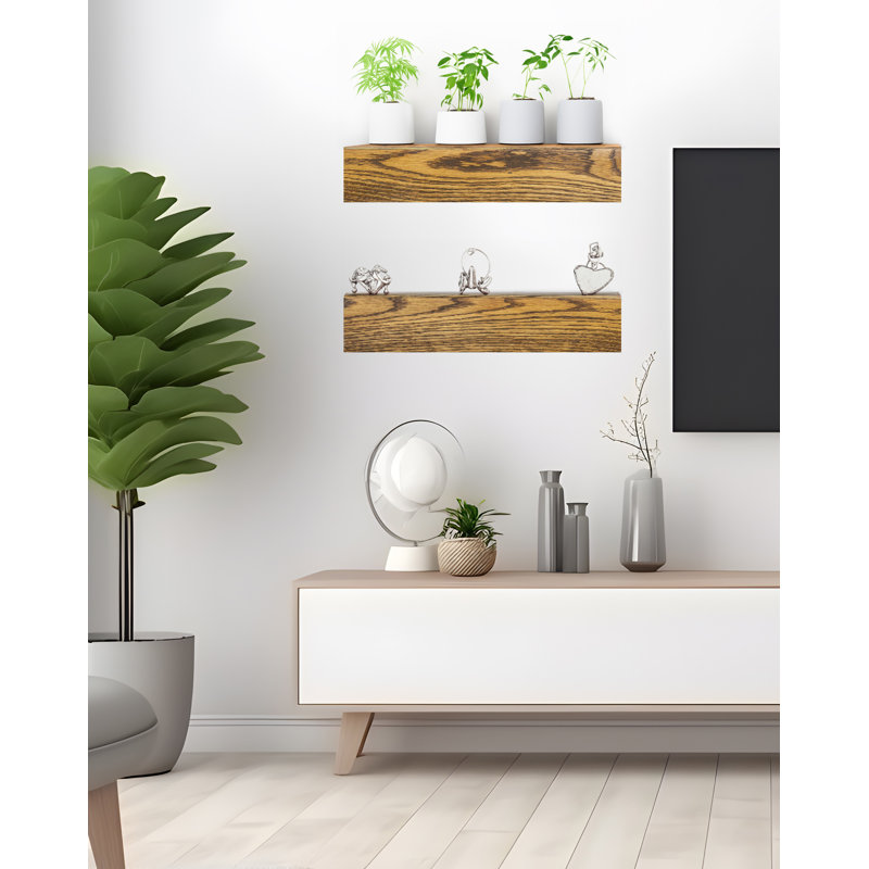 Tablette flottante 2 pièces Emerald Lee, Miel, H 6 po x l 22 po x P 7 po