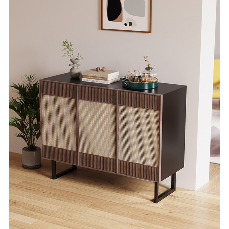 Armoire à portes en rotin au design moderne, Noyer