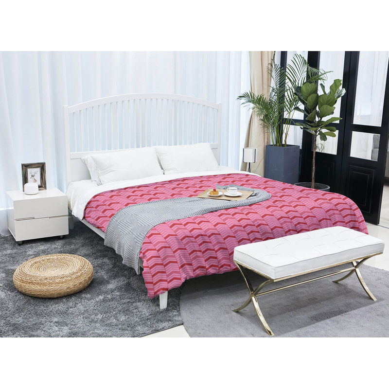 Édredon réversible en microfibre Rhonda Cheval, Édredon grand, Rose / rouge
