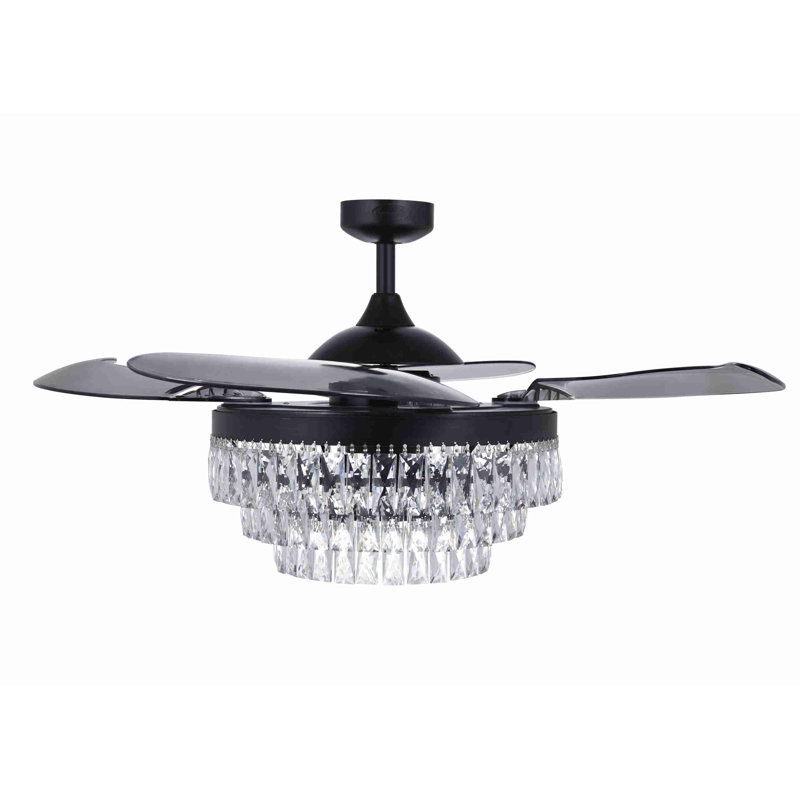 Beltran 122'' Ceiling Fan with Light Kit, Black with Smoked Blades