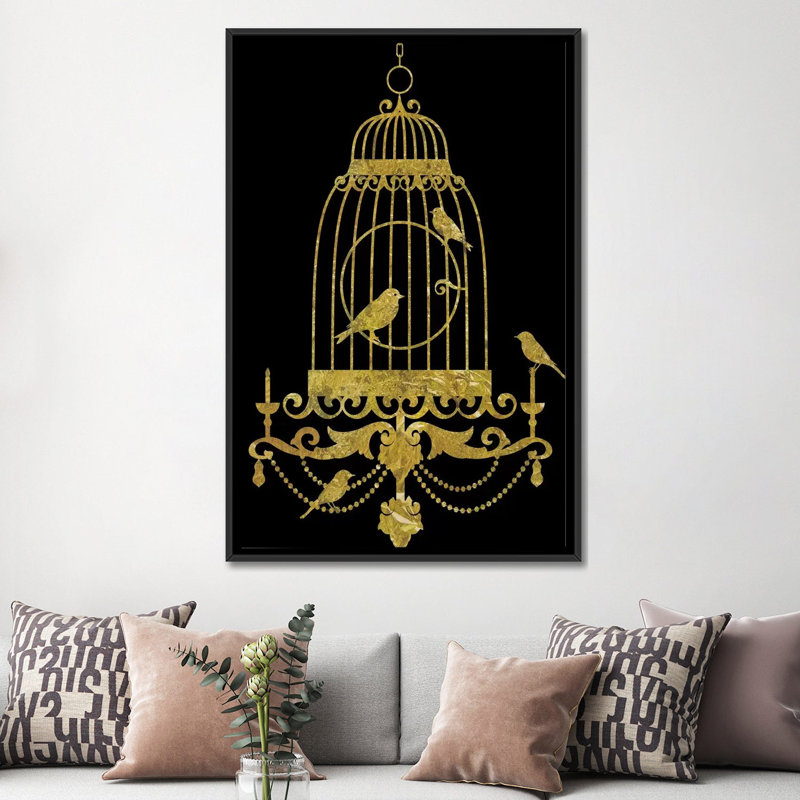 « deckled gold ii », reproduction d’impression sur toile, H 26 po x l 18 po x P 1,5 po, Toile avec cadre noir, Pas de tapis