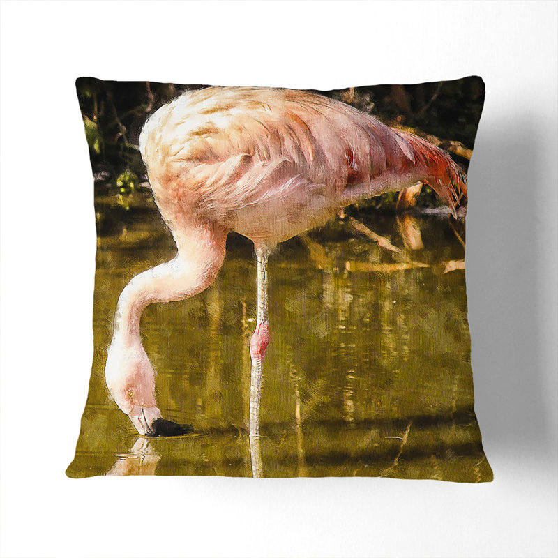Pink Flamingo Vol.2 Painting Square Throw Cushion, Black, 40cm H x 40cm W x 15cm D