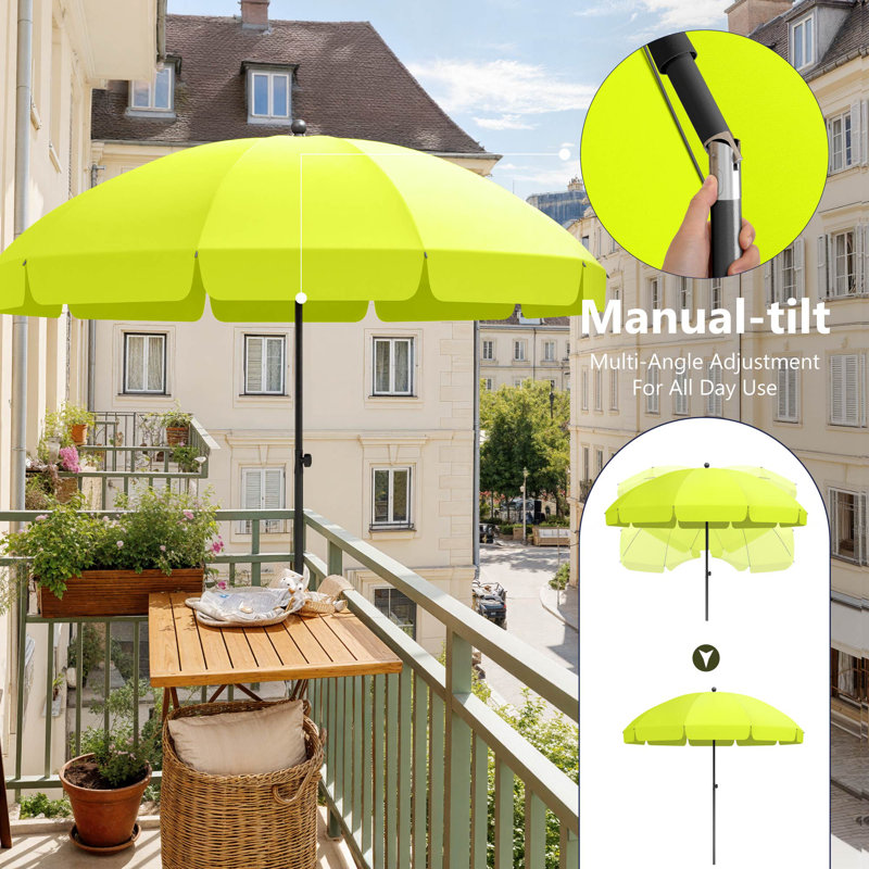 Balcony Parasol, 225cm H x 220cm W x 220cm D, Green