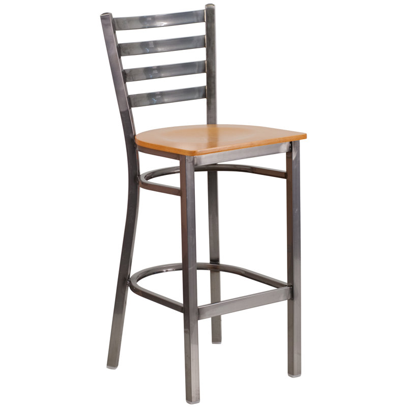 Tabourets de bar en métal Loughran, Naturel, 1, Transparent