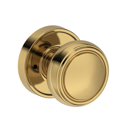 Bremerton Privacy Knob with Recessed Round Rose in Lifetime (PVD) Polished Nickel