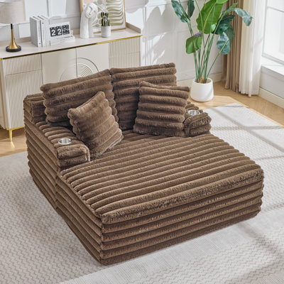 Méridienne surdimensionnée pour l'intérieur, canapé rembourré en velours côtelé avec coussins, canapé confortable moelleux en nuage, canapé-lit simple pour salon, chambre à coucher, sans assemblage
