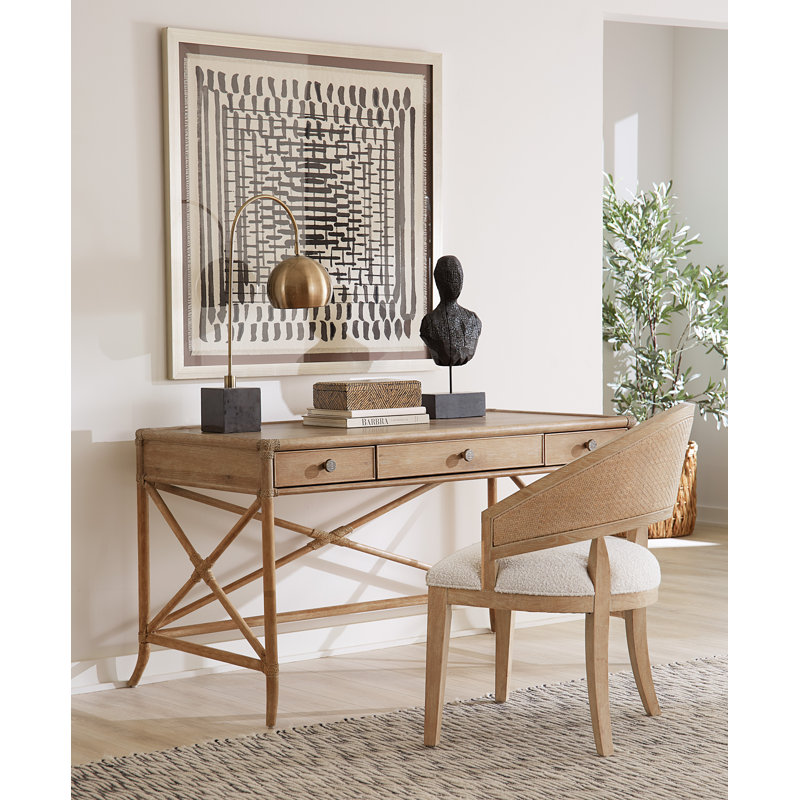 Retreat Cane Barrel Back Chair, Light Wood/Dune