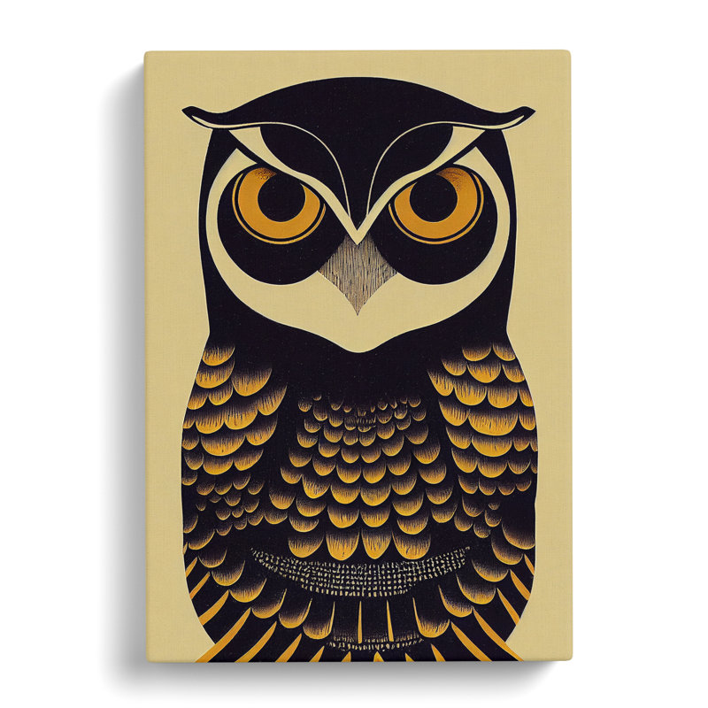 Antique Owl Art No.3 - Wrapped Canvas Print, 50cm H x 35cm W x 3cm D