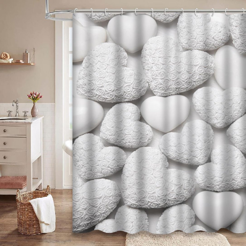 Rideau de douche blanc avec 12 crochets, L 72 po x l 84 po