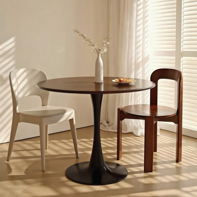 Table ronde, table de salle à manger moderne de 31,5 po, table de salle à manger, plateau en panneau de fibres à densité moyenne et base tulipe en acier, table de cuisine, table basse de salon Mid-Century, table de salle à manger ovale