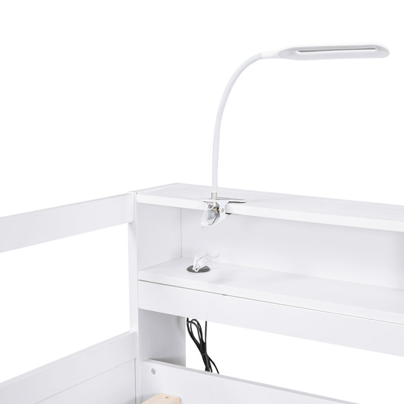 Lit de jour simple en bois TG, blanc, 2 gigognes, 3 rangements, Blanc