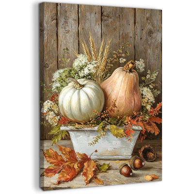 Art automnal sur toile citrouille d'automne, art mural rustique d'automne pour photos d'automne, décoration murale, salon, galerie, cadeau de décoration sur toile, 12 x 18 po