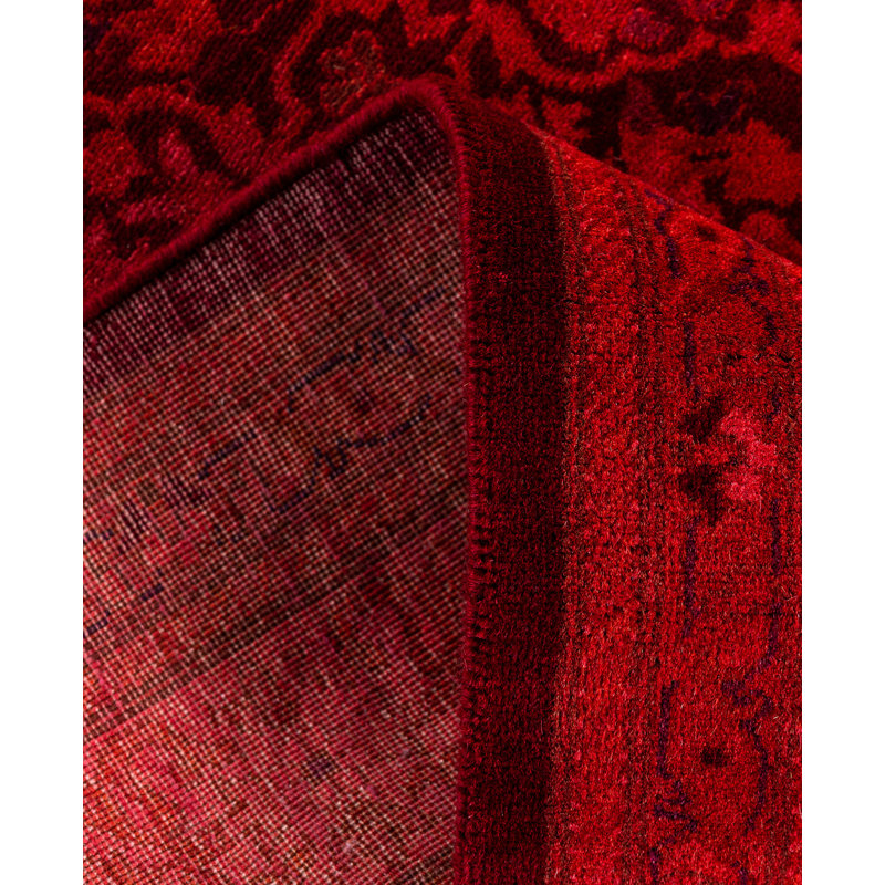 Overdyed Hand-Knotted Wool Modern-Contemporary Pink Runner 2' 7" x 12' 4"