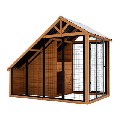 Outdoor Dog House with Steel Roof, Wood Dog Kennel