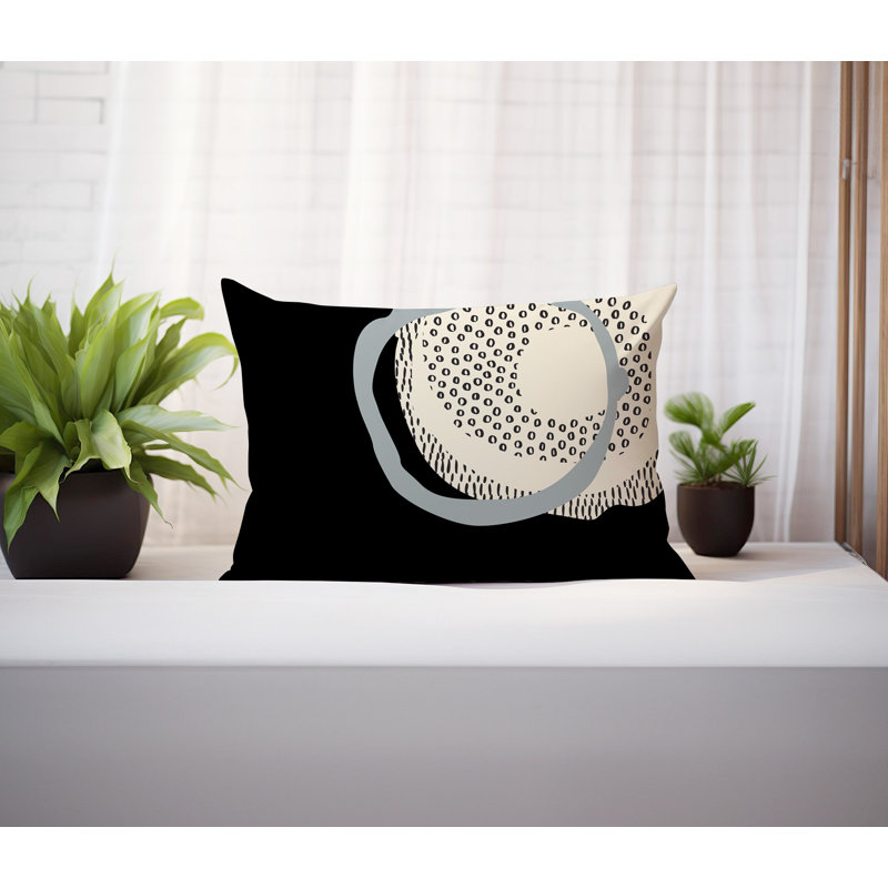 Coussin lombaire réversible intérieur / extérieur Vikka, H 14 po x l 20 po, Gris / noir / blanc cassé