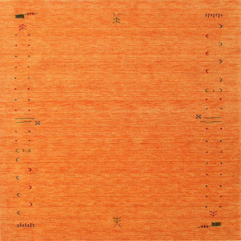 Tapis de zone orange contemporaine, Carré 3 pi