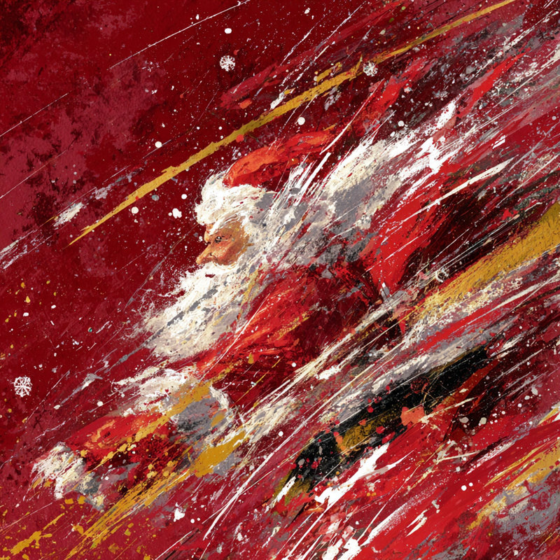 «Santa in Red Motion», art mural sur toile tendue, 30" H x 30" W