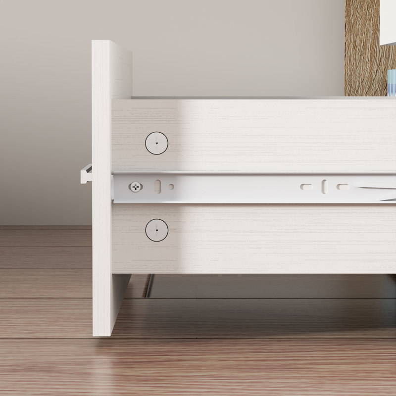54'' W Reversible L-Shaped Desk with Computer Monitor Riser Stand, Natural/White
