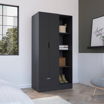 Armoire 71H "avec 1 tiroir et 4 tablettes ouvertes à 2 niveaux, 2 portes