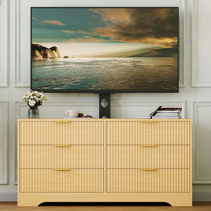 Meuble télé cannelé, Bois naturel