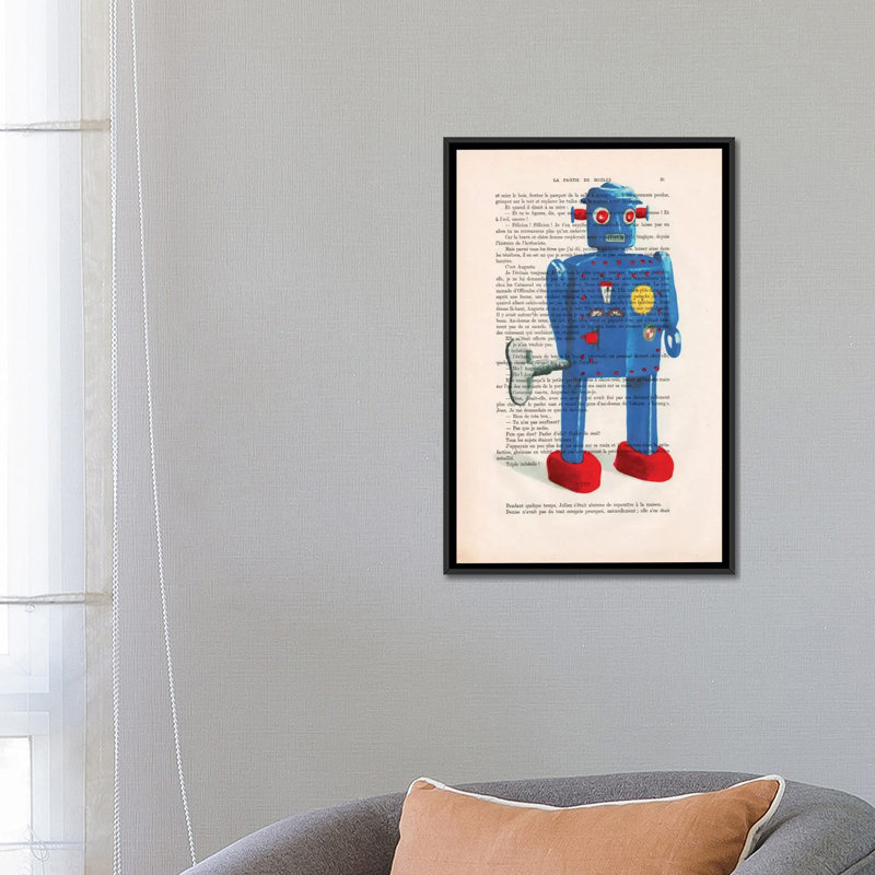 «Vintage Paper Series: Robot II», impression sur toile tendue, H 26 po x l 18 po x P 1,5 po, Pas de tapis