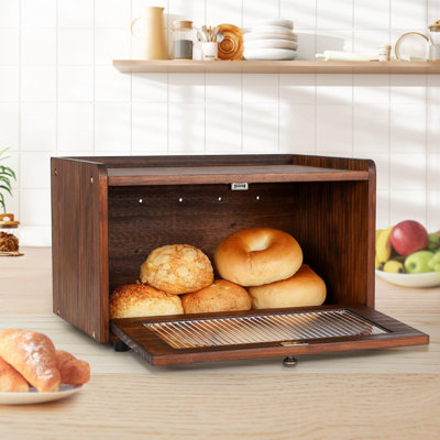 Boîte à pain pour rangement de comptoir de cuisine en bois Boîte à pain Morden Rustic Fresh