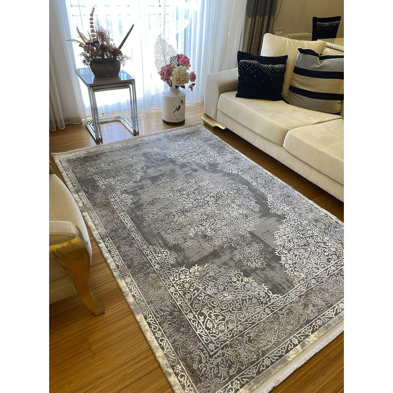 Soft Medium Pile Area Rugs Living Room Carpet Pad Oriental Vintage Rug Non Slip Entryway Rug V1425
