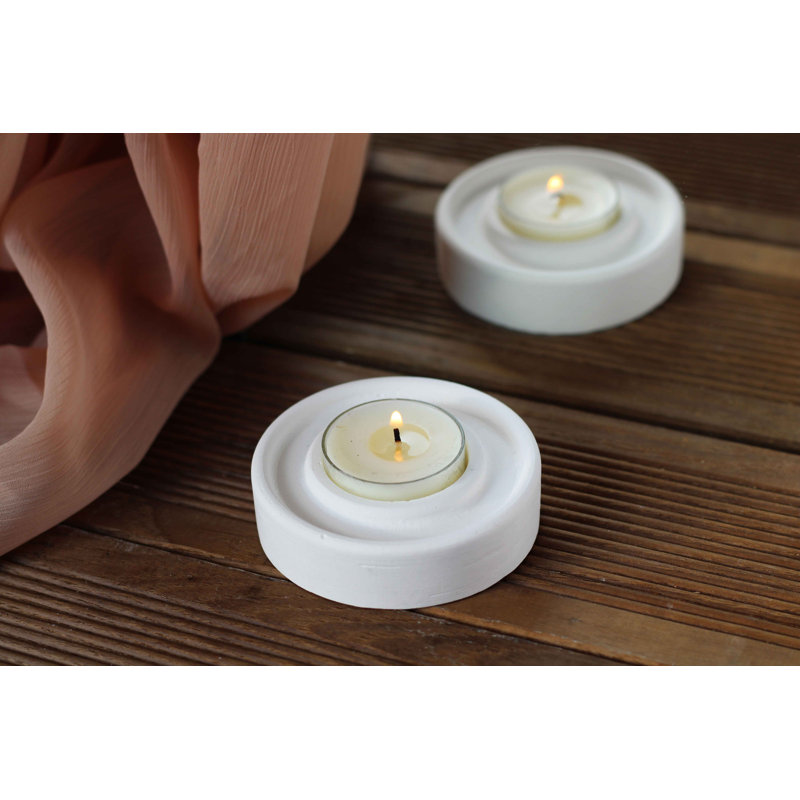 Concrete / Cement Tabletop Tealight Holder, White