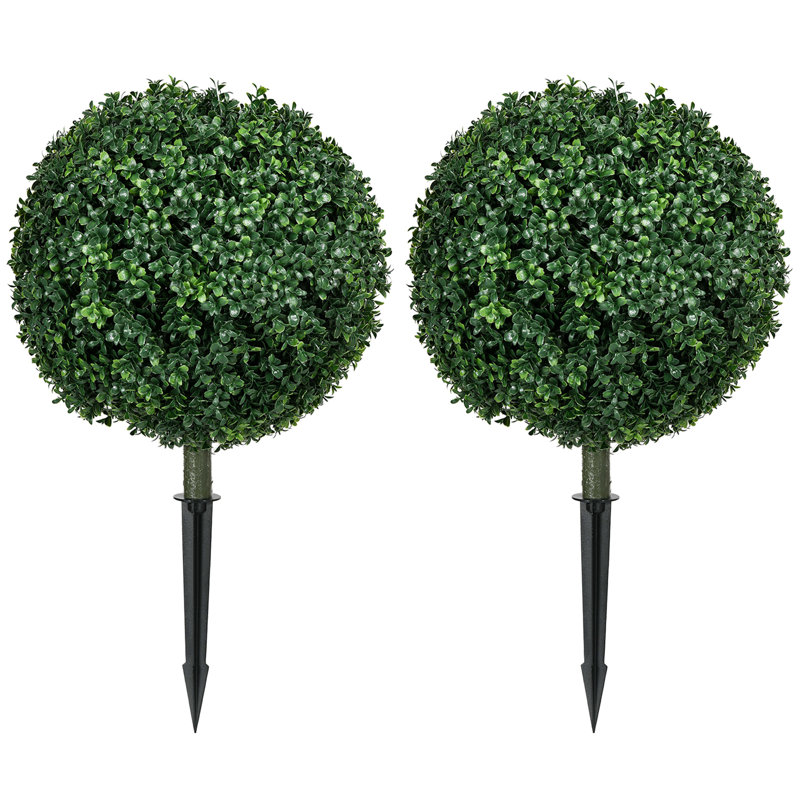 Ensemble de 2 topiaires de buis artificiels avec piquets