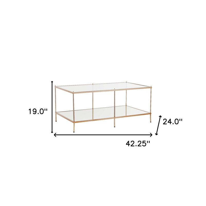 Harvey-John 42" Glass And Metal Coffee Table, Gold