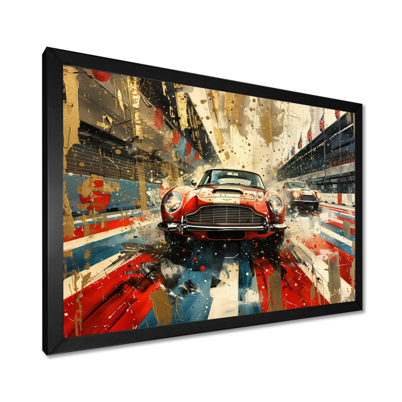 Couleur du drapeau américain d'une vieille voiture, Toile encadrée noire simple, H 30 po x l 40 po x P 1,5 po