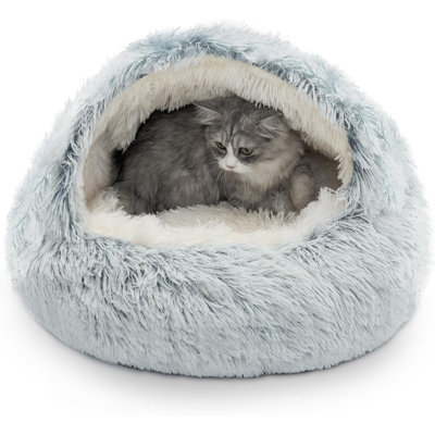 Cozy Cat Pod - Plush Hooded Cat Bed Cave, Self Warming, Removable Washable With Non-Slip Bottom