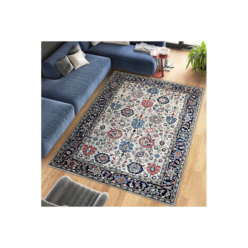 Tapis multicolore multicolore à motifs lavables, Sous-tapis rectangulaire 2 pi 4 po x 3 pi 11 po