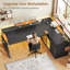 Bureau de jeu en L, bureau d'ordinateur de coin avec 4 tiroirs et rangement, lumières DEL et armoire en acrylique pour bureau personnel, noir-1993027689