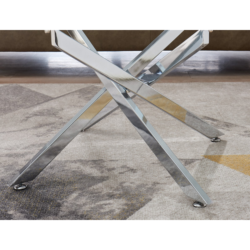 Chayton Modern Contemporary Glass And Chrome Coffee Table - Modern Sleek Design, Chrome