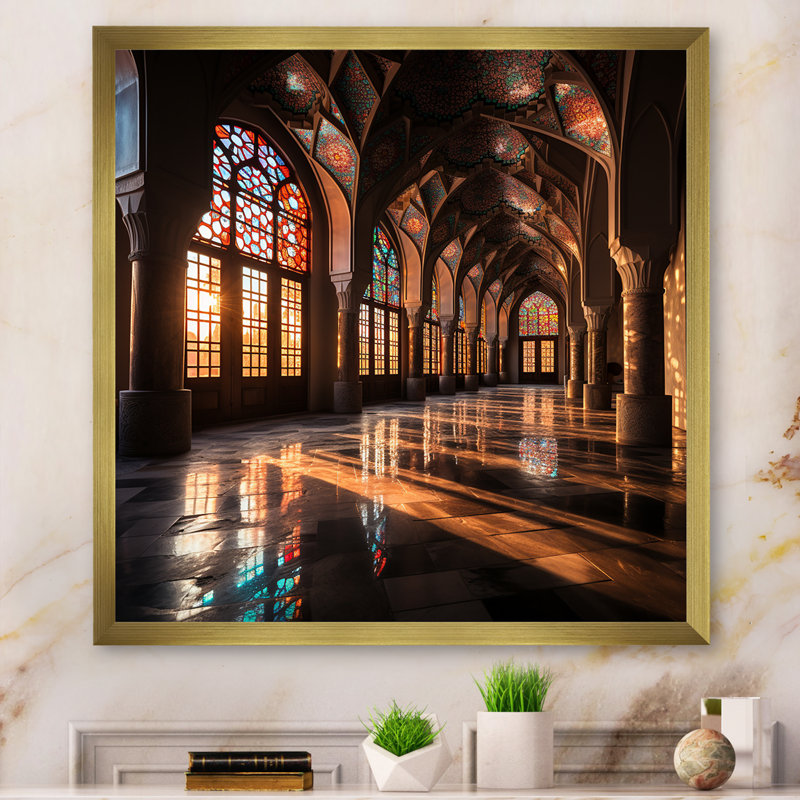 «Nasir Al Mulk Mosque», art mural, Encadrement doré, H 36 po x l 36 po x P 1,5 po