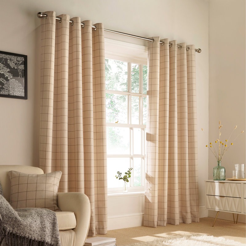Room Darkening Curtain Pair, 229 W x 137 D cm, Natural