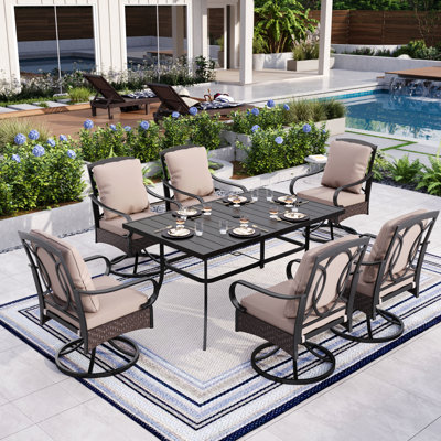 Alyah 6 - Person Patio Dining Set with Rectangular Table