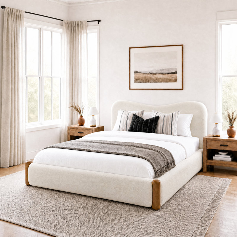 Lit plateforme tapissier Modern Organic, Très grand lit