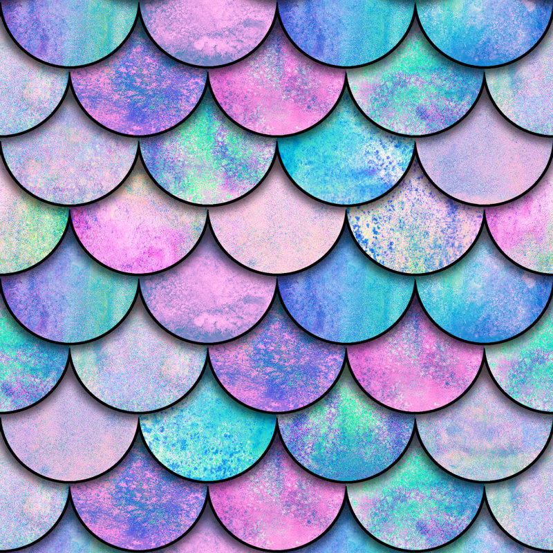 " Mermaid Fish Scale Wave ", 20" H x 20" W