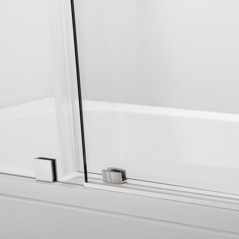 60'' - W x 58'' H Single Added Door Frameless Tub Door with, Silver