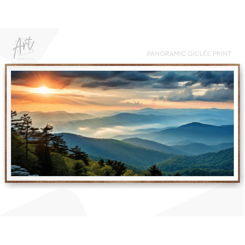 Très grande affiche de voyage panoramique Blue Ridge Mountains, Impression sans cadre, H 36 po x l 72 po
