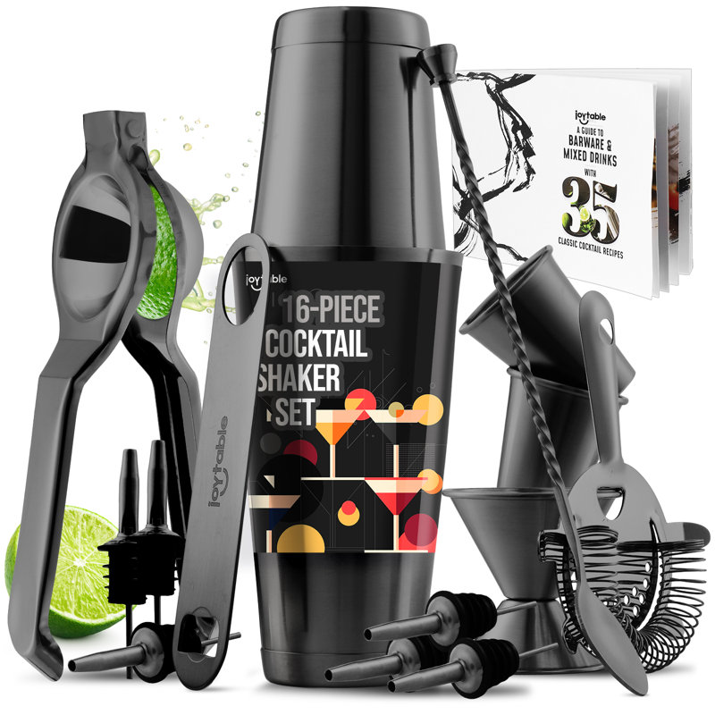 Ensemble de bar à cocktail en acier inoxydable Joytable, Noir