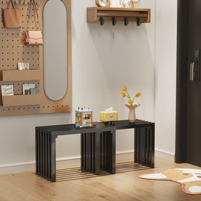 Extendable Bench Bamboo Dining Bench Hallway Patio Entryway Bench