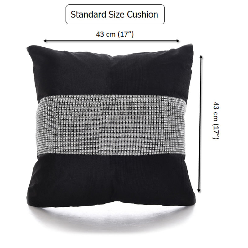 Alsen Striped Square Cushion Cover, Black, 43 H x 43 W x 4 D cm