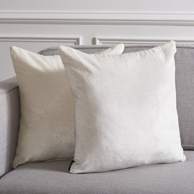 Cotton Blend Throw Pillow, Ivory, 18" H x 18" W