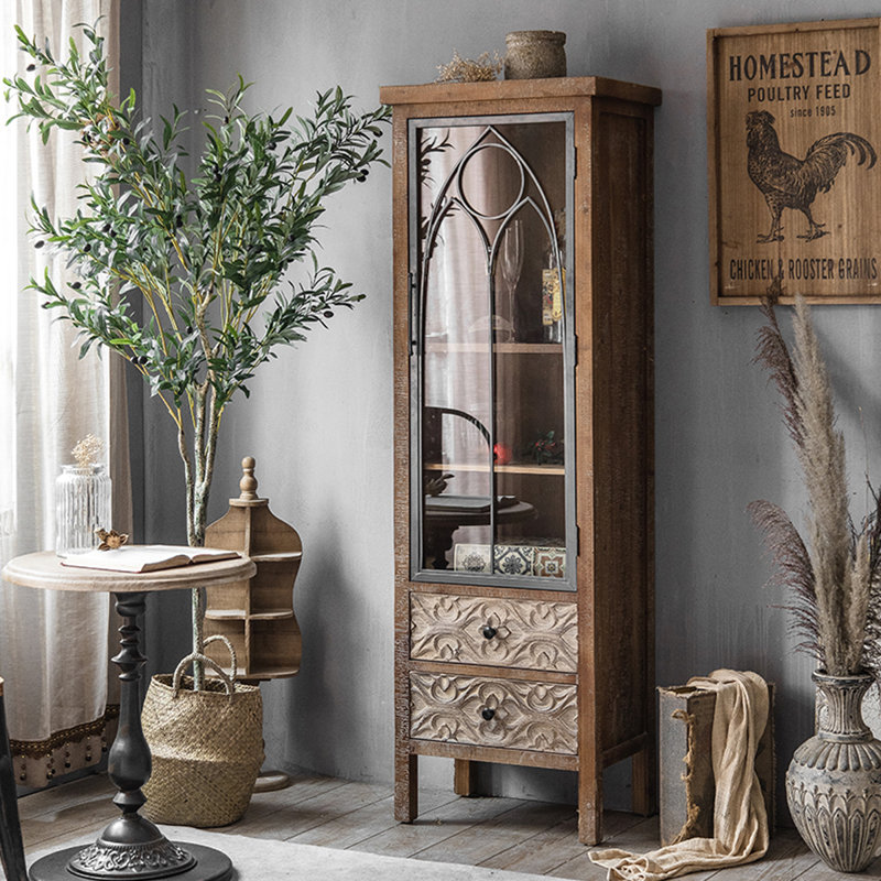 Brown+Black Solid Wood+Iron+Glass Display Cases