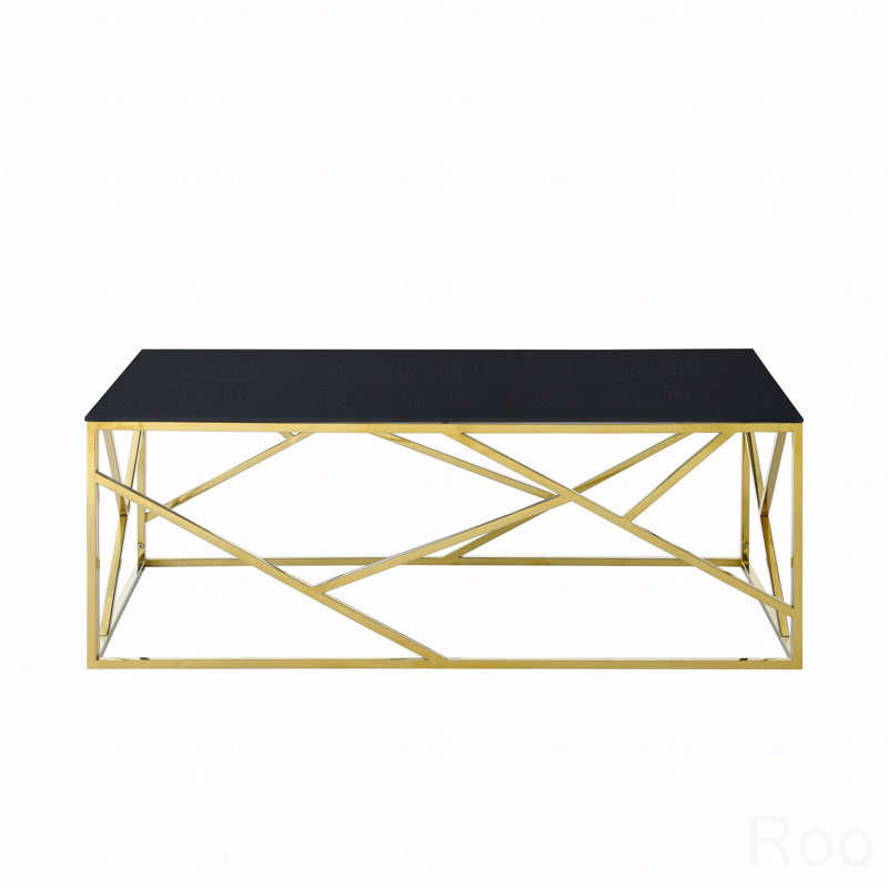 Modern Rectangular Coffee Accent Table, Gold
